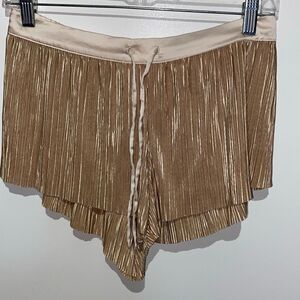 Victoria's Secret Women's Gold Metallic Shimmer Pleated Sleep Shorts Size Large